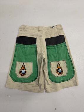 Vintage 00s Nike 8-Ball Flame Patchwork Reworkes Canvas Cargo Shorts